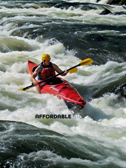 Man in a kayak in rough waters