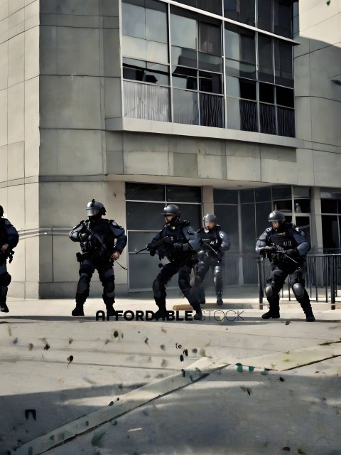 SWAT Team Members Standing Outside of a Building