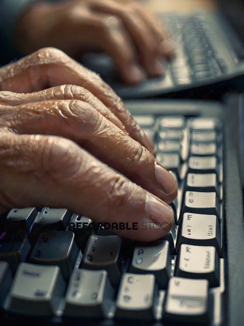A person's hands on a keyboard