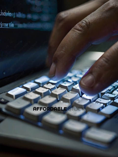 A person's hands are on a keyboard