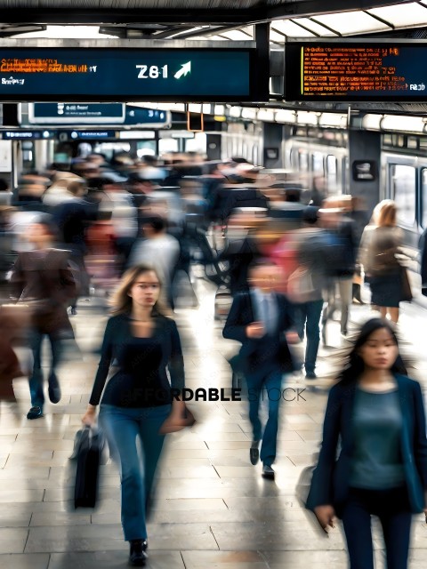 People in a busy subway station