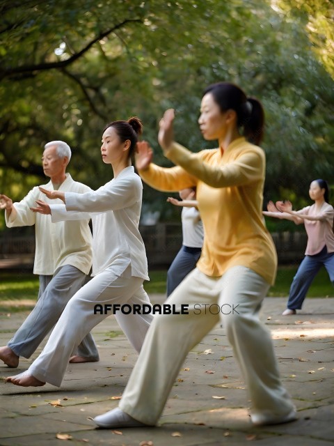 A group of people practicing martial arts