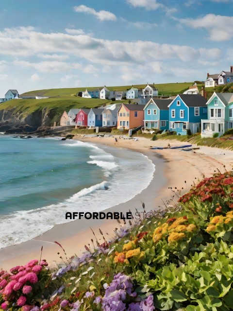Colorful houses on a hill overlooking the ocean