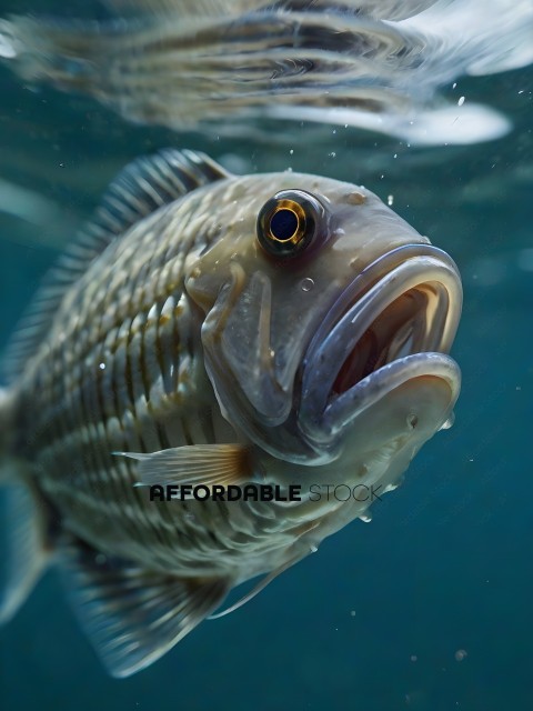 A close up of a fish with a blue mouth