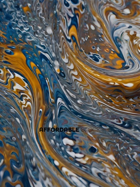 Swirling Painting with Blue and Yellow