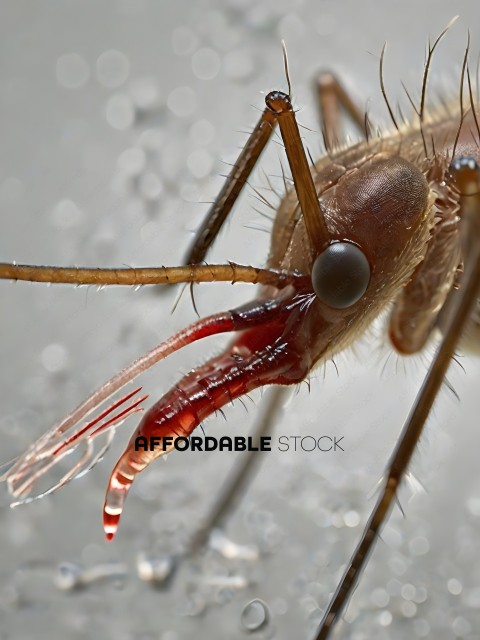 A close up of a bug with a long proboscis