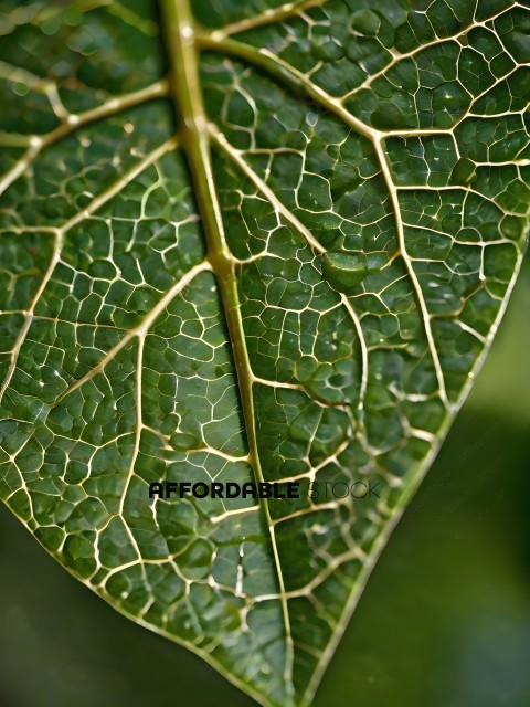 A close up of a leaf with a visible vein