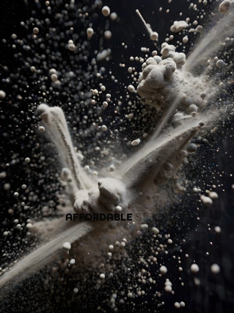 A close up of a powdery substance being blown away
