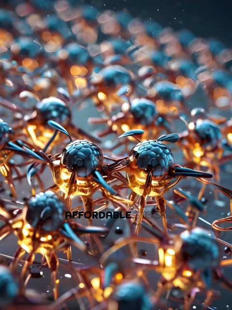 A group of small, blue, glowing creatures