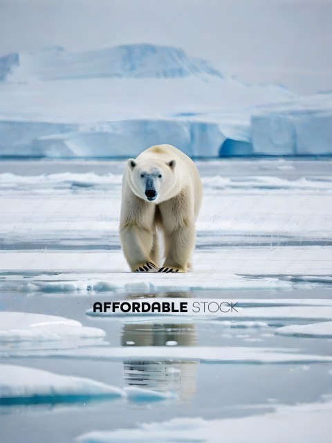 A polar bear walking on ice