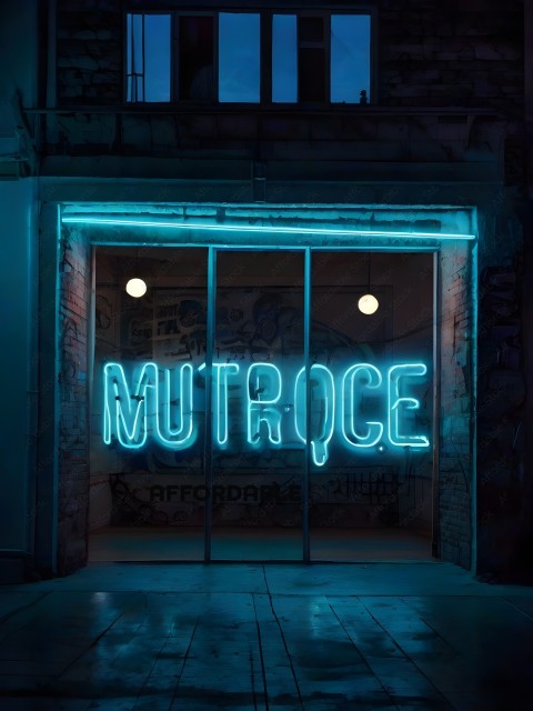 A neon sign that says "nutroce" in a dark room