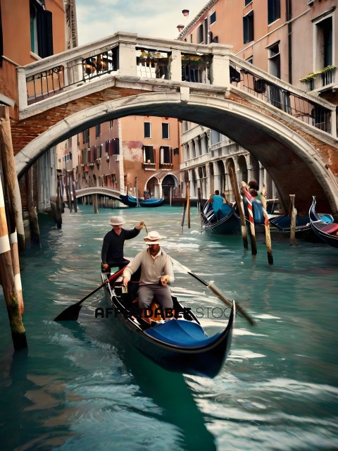 A man and a woman in a gondola
