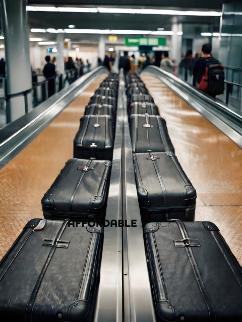 Luggage on a conveyor belt at an airport