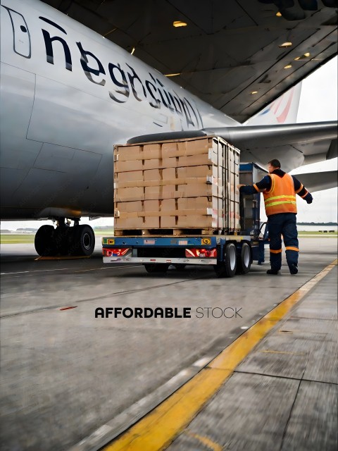 Man loading cargo onto a plane