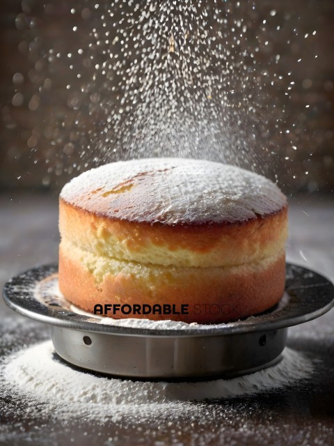 A cake with powdered sugar on top