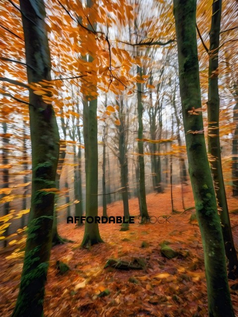 Trees with yellow leaves in a forest