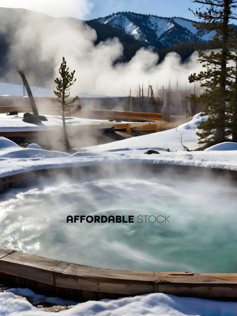 A hot tub with steam coming out of it