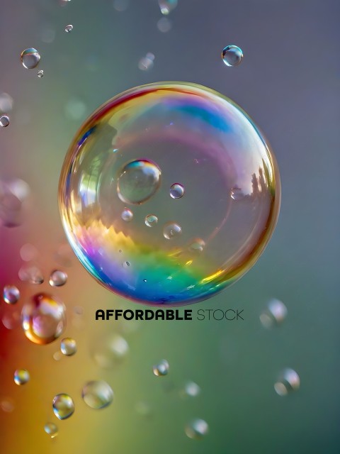 A bubble with a rainbow inside