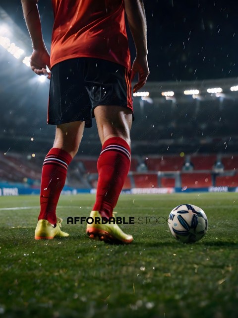 Soccer Player in Red Socks and Cleats