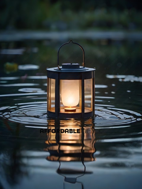 A small lantern in the water