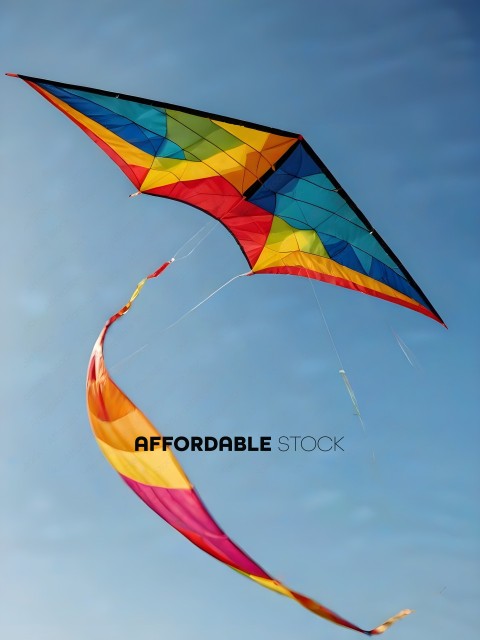 A colorful kite with a rainbow pattern