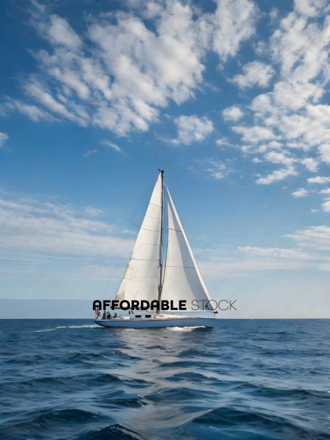 Sailboat with people on it in the ocean