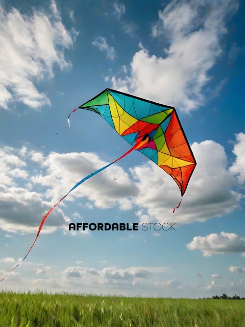A colorful kite flies in the sky