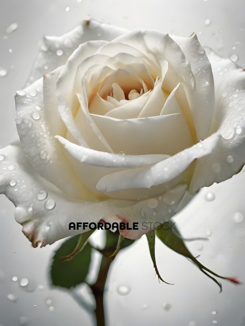 A white rose with dew drops