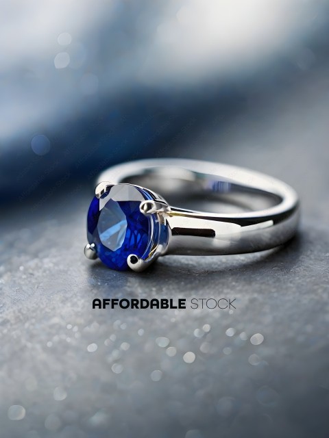 A silver ring with a blue gemstone