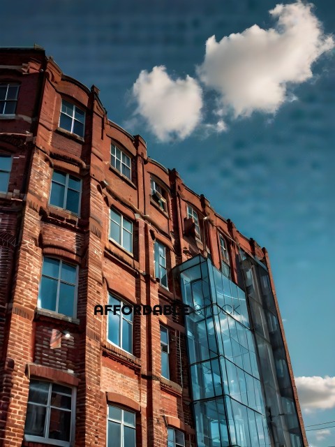 A large red brick building with a glass wall