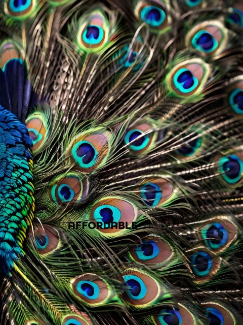 Peacock with blue and green eyes
