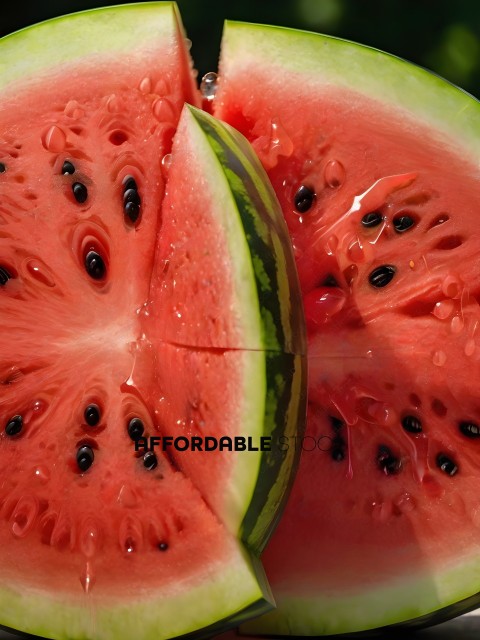 A slice of watermelon with a green stem