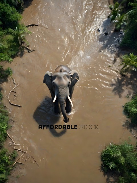 Elephant in muddy water