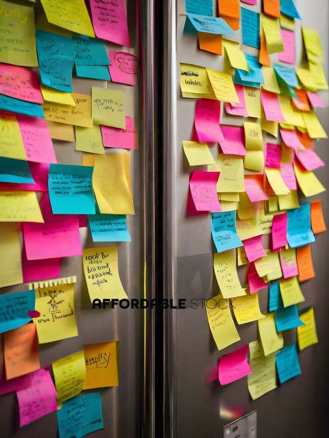 A refrigerator with notes and reminders posted on it