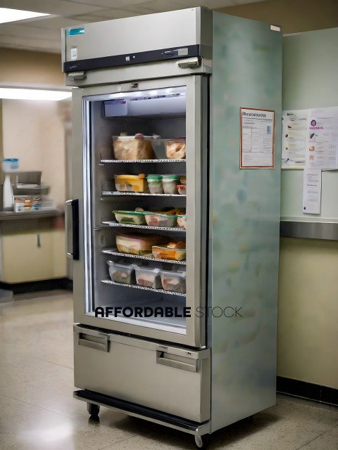 A stainless steel refrigerator with a lot of food in it