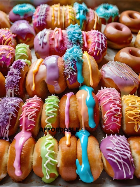 Colorful Donuts with Icing and Sprinkles