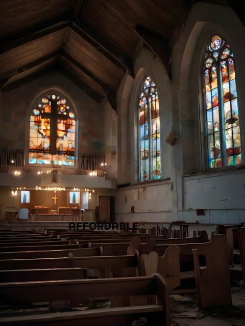 An old church with stained glass windows