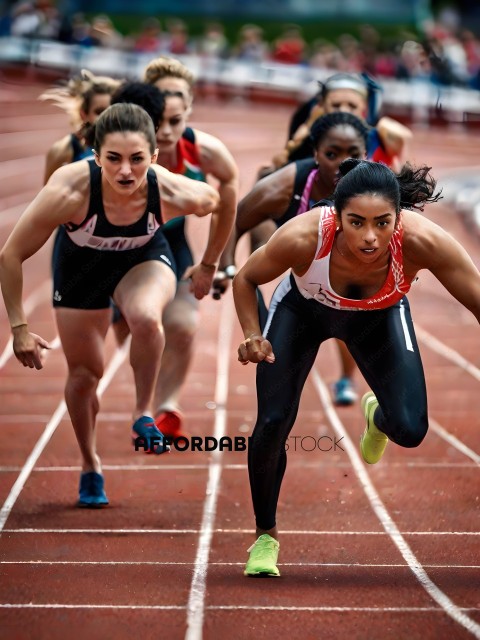 A group of women running a race
