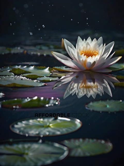 A flower in a pond with water lilies