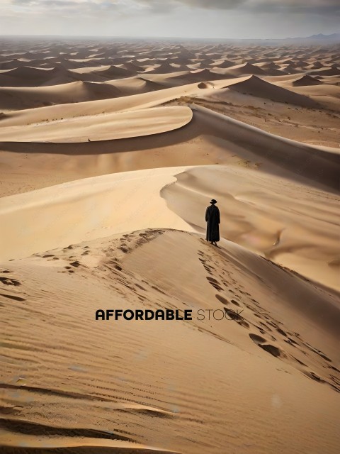 A person walking in the desert