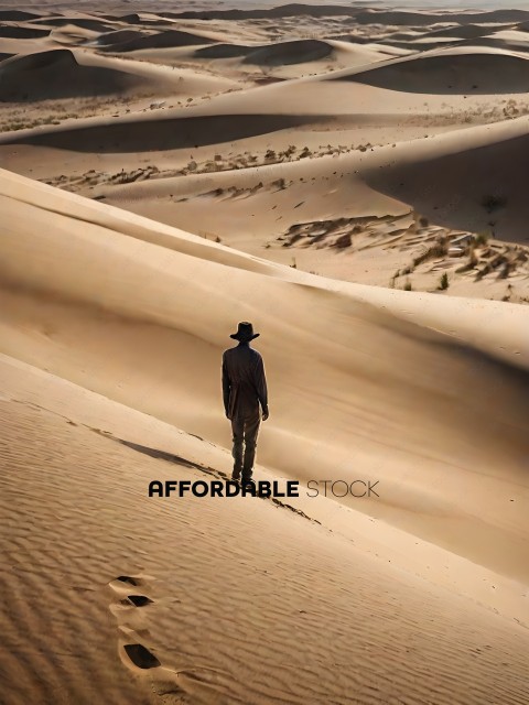 A person walking in the desert