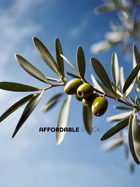 Green Olives on Branch