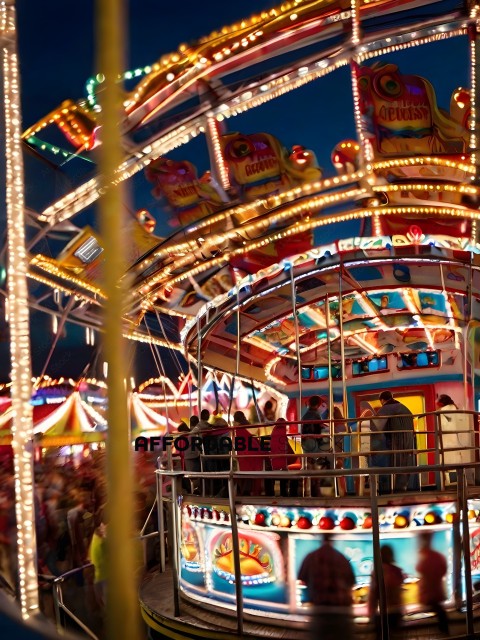 People Riding a Carnival Ride