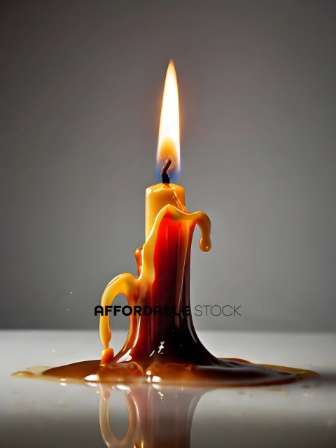 A candle with a blue flame