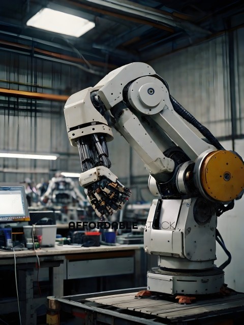 A robotic arm in a factory setting