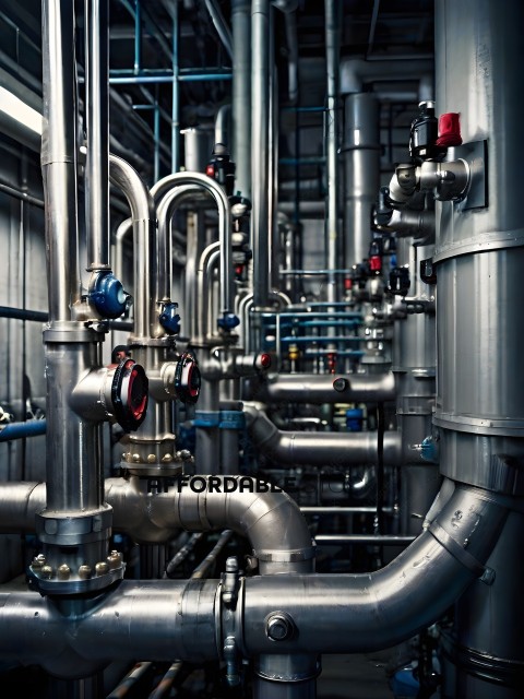 A pipe system with many pipes and valves