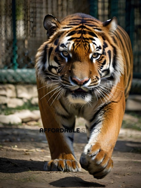 A tiger walking on a path