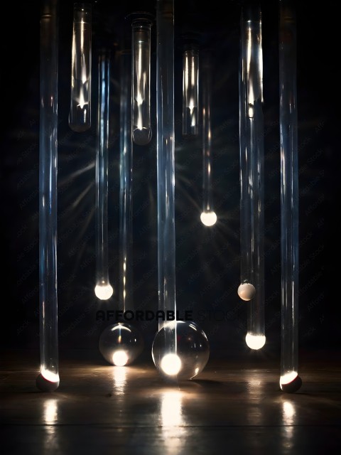 A group of glass balls with lights in them