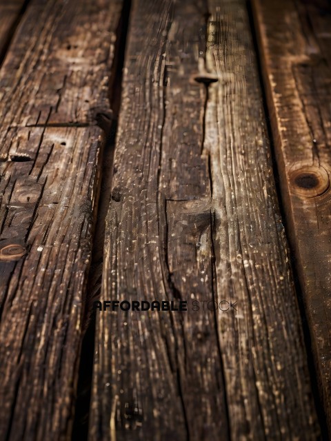 Wooden Plank with Scratches and Dents