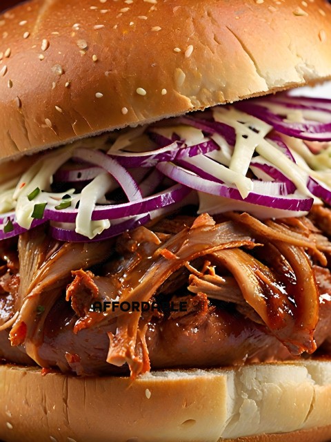 A sandwich with meat and onions
